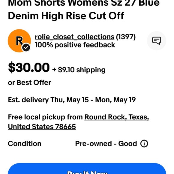 ABERCROMBIE & FITCH ( 6 ) Light Denim Mom Shorts High Rise Curve Love - Picture 6 of 7